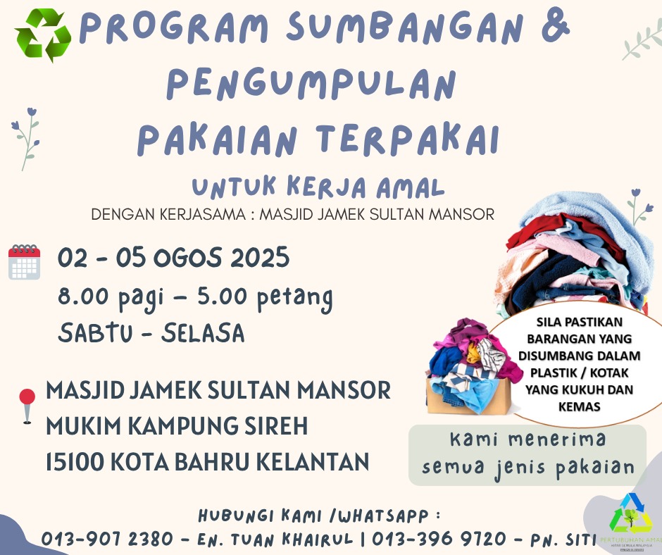 Program Sumbangan Dan Pengumpulan Pakaian Terpakai