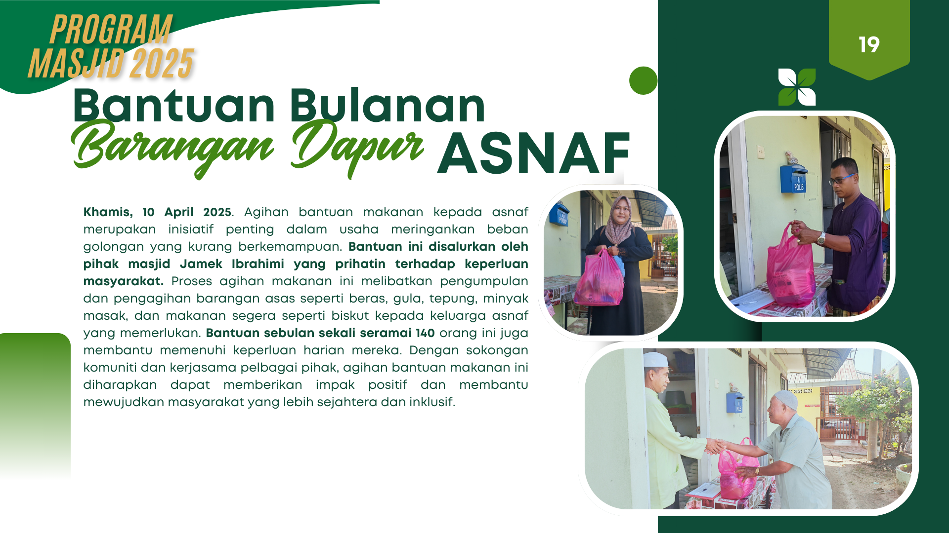BANTUAN BULANAN BARANGAN DAPUR KEPADA ASNAF