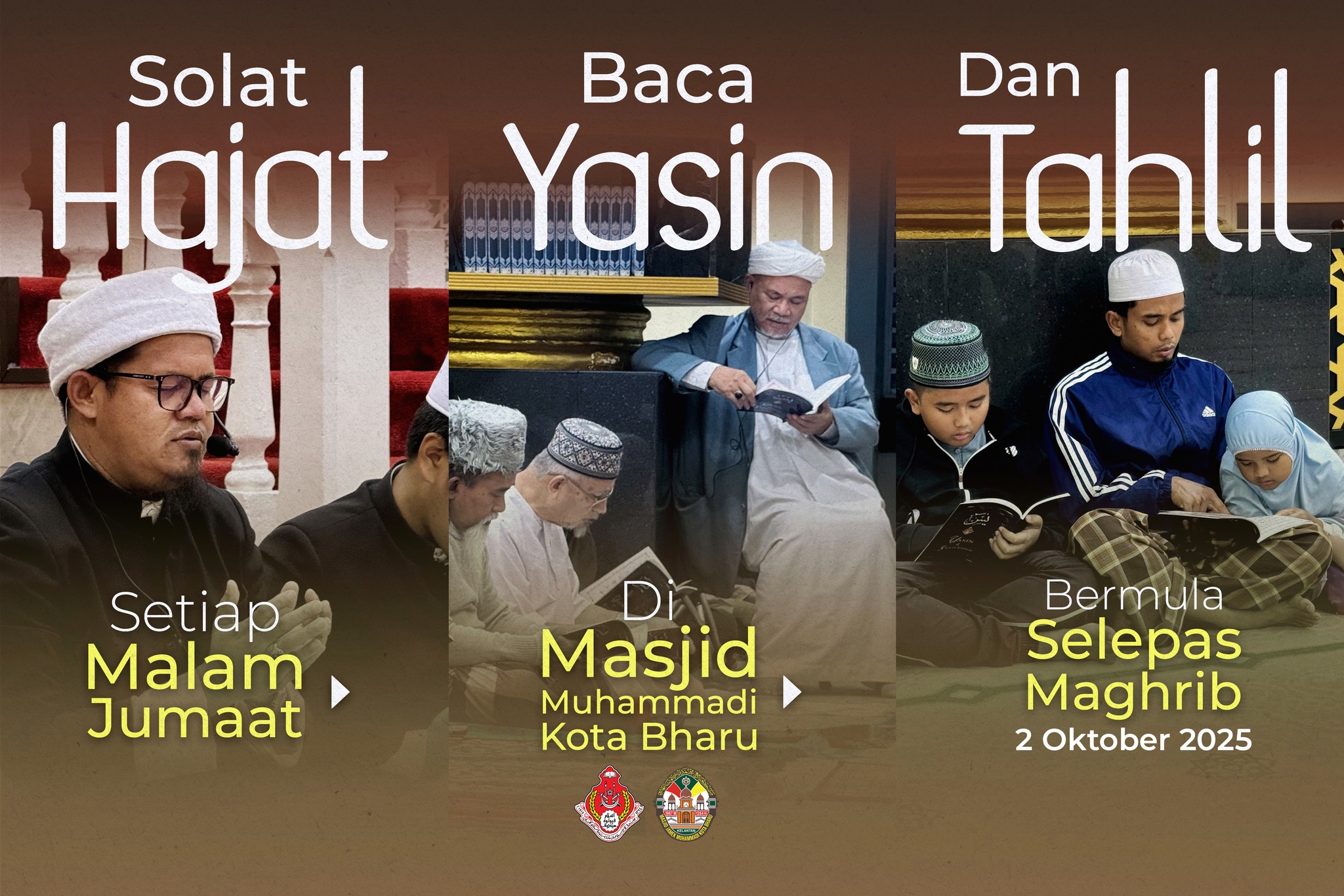 Solat Hajat, Bacaan Yasin & Tahlil Masjid Jamek Muhammadi Kota Bharu 02 Oktober 2025 (Khamis)