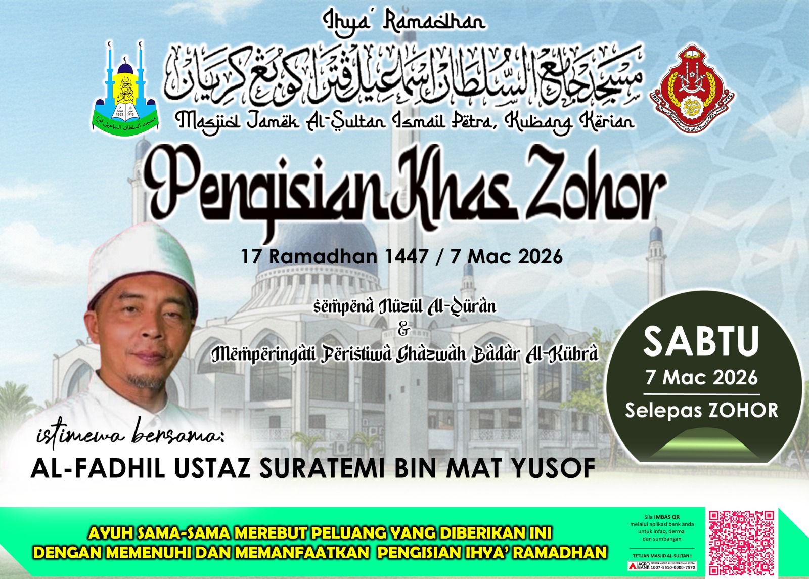 KULIAH ZOHOR KHAS OLEH AL FADHIL UST SURATEMI MAT YUSOF